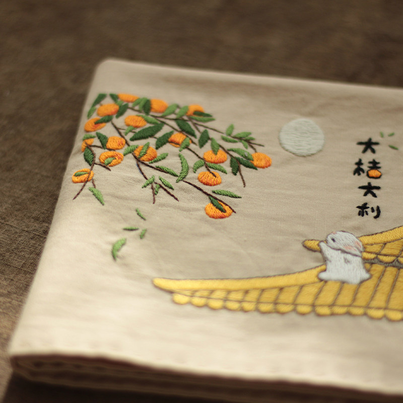 福兔送吉祥┇兔子生肖兔年礼物刺绣手帕diy材料包男女士国风手绢