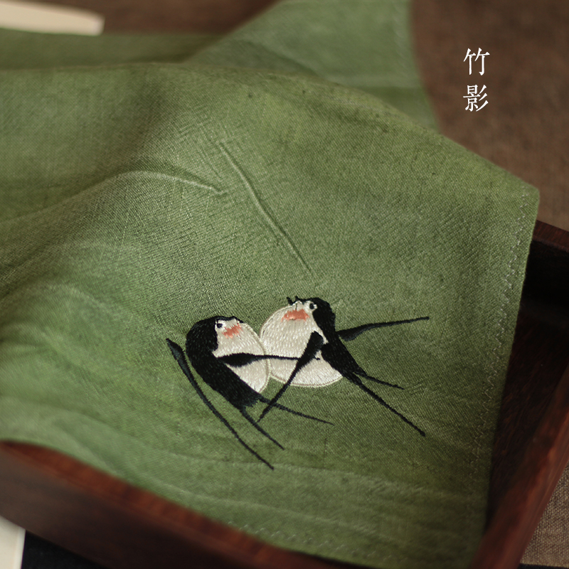 渐变亚麻方巾中国风送老外礼物