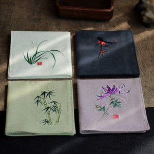 梅兰竹菊刺绣双重送老外手帕包邮