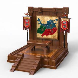 三国古代人物点将台魏吴蜀将兵台拼装插玩具人仔场景拼装积木摆件