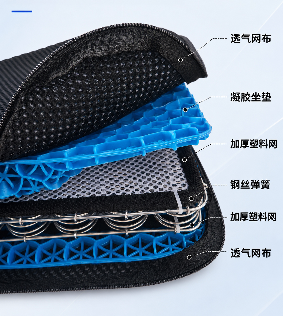 钢丝弹簧透气网布凝胶蜂窝坐垫 工厂服装厂透气坐垫