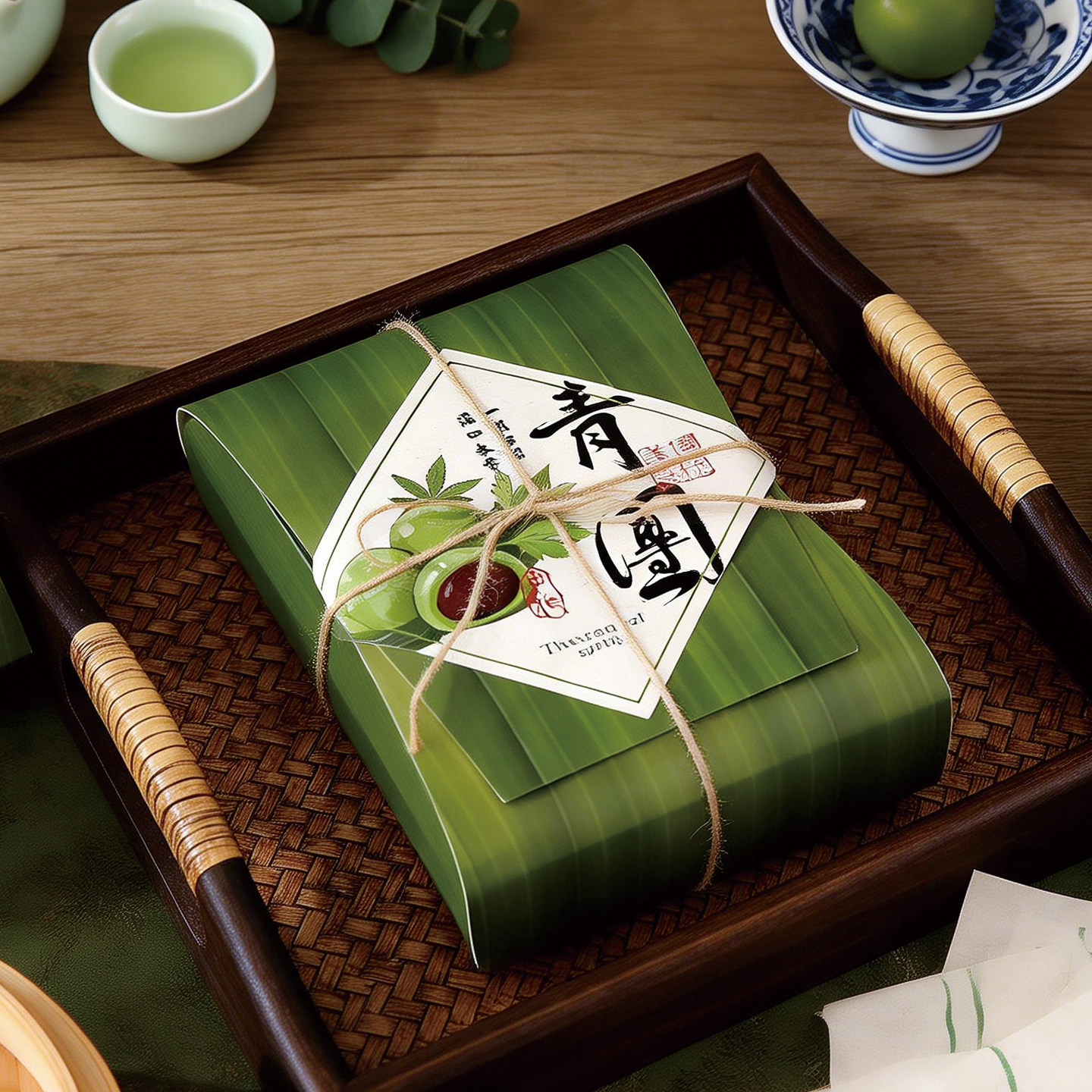 青团包装盒4/6粒清明果子艾草绿豆糕点打包盒冰糕烘焙粽叶礼盒子