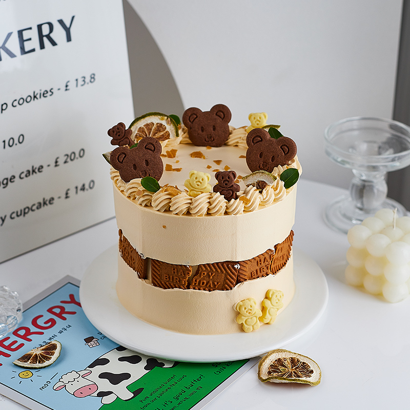 小熊头饼干蛋糕装饰摆件