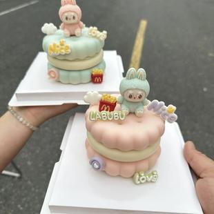 饰摆件emoji表情夹心饼干装 拉布布labubu卡通儿童生日蛋糕装 扮
