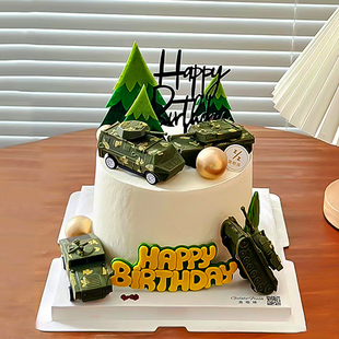 饰摆件坦克飞机特种兵男孩儿童生日插件插牌 军事部队主题蛋糕装