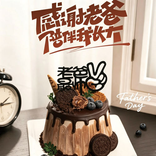 网红父亲节蛋糕装饰爸爸节日快乐亚克力插牌超人老爸烘焙插旗插件