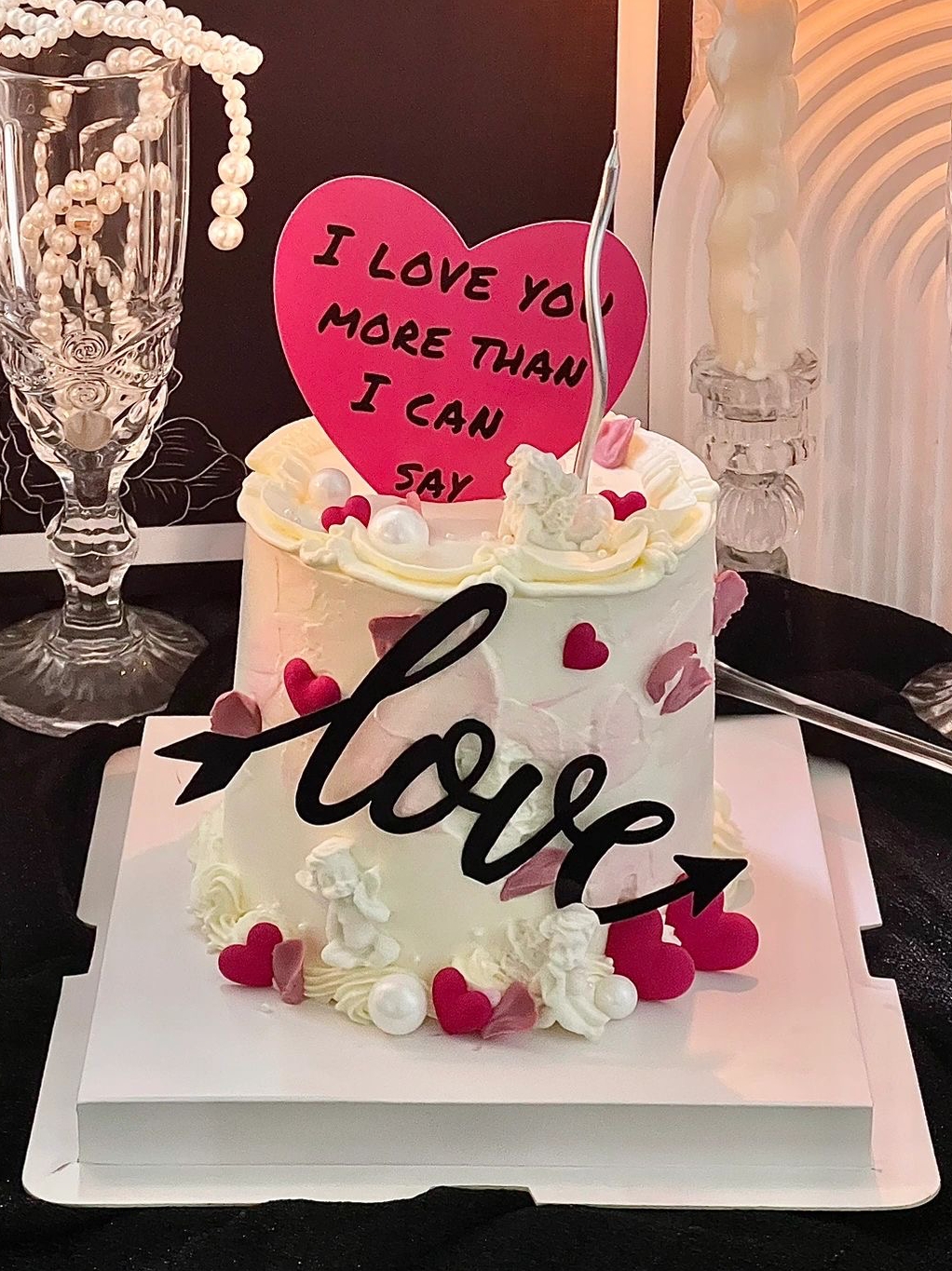 七夕情人节蛋糕装饰爱心卡片