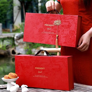 2025中式高档中秋节礼盒月饼包装盒6粒8粒装流心冰皮手提空盒定制