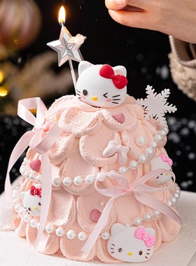 新年hellokitty许愿树蛋糕装饰kt猫春节跨年元旦甜品台烘焙摆件