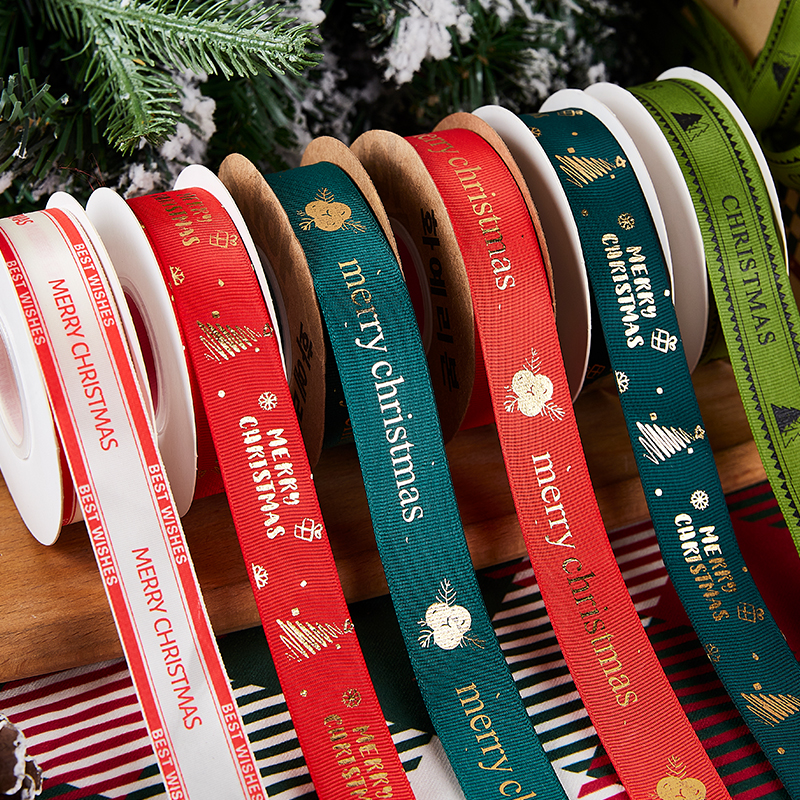圣诞节蛋糕装饰丝带红绿色礼品盒礼物包装盒彩带手工diy绸带缎带