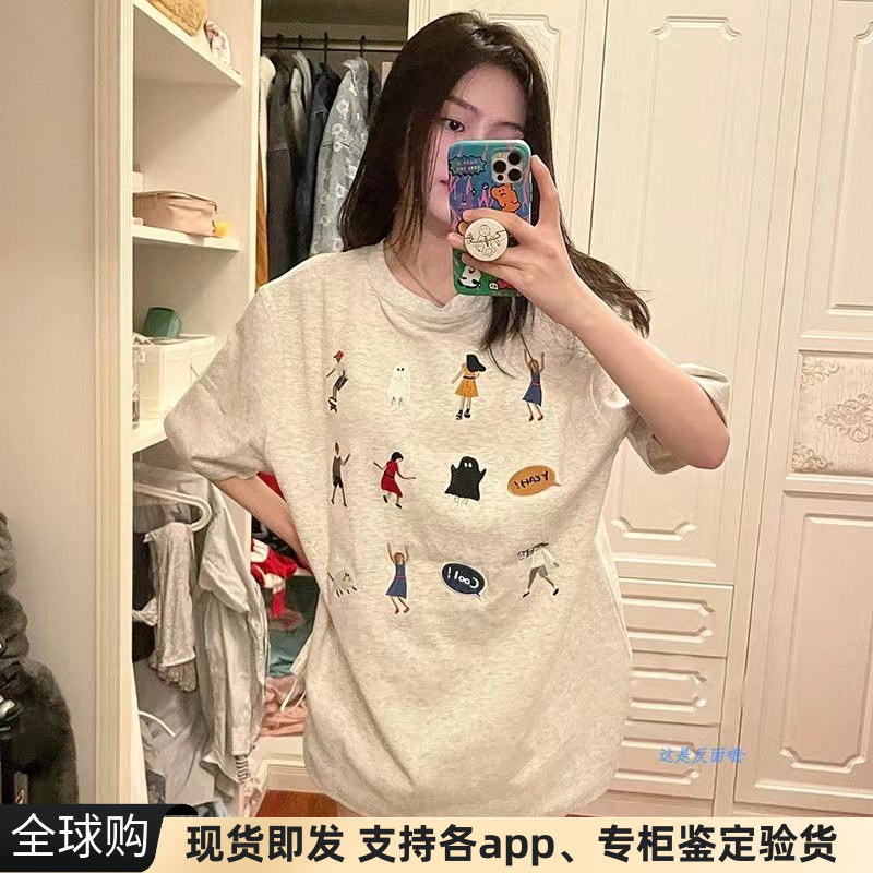 短袖t恤刺绣满印棉男女韩国ADER