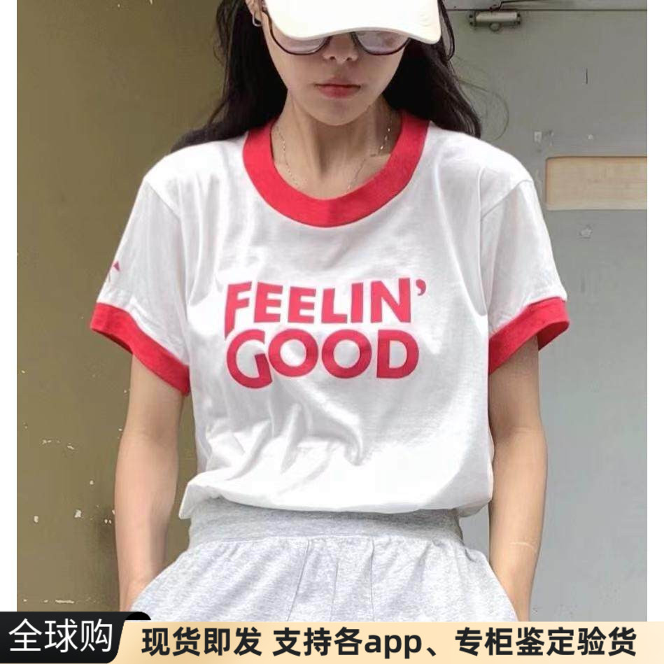 现货aa字母拼色复古短袖t恤男女