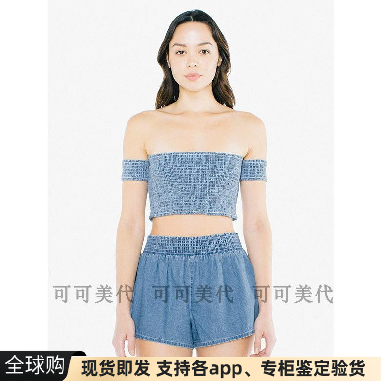 现货美国代apparel/AA复古休闲喇叭牛仔短裤热裤