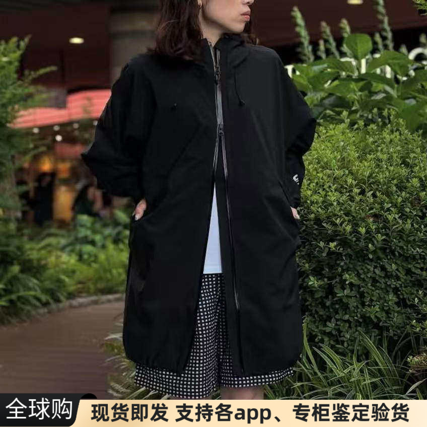 正品日本Helly Hansen轻薄长款双向拉链防水连帽风衣外套冲锋衣女