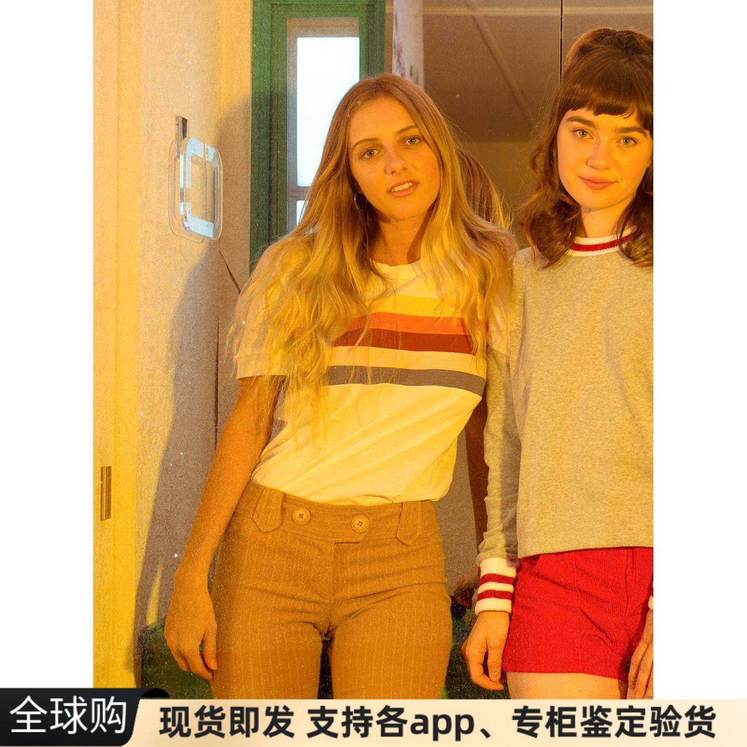 美国代购AA风camp collection潮ins加州复古彩虹拼色短袖t恤tee