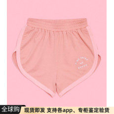 现货美国AA风camp collection浅粉色少女字母运动短裤