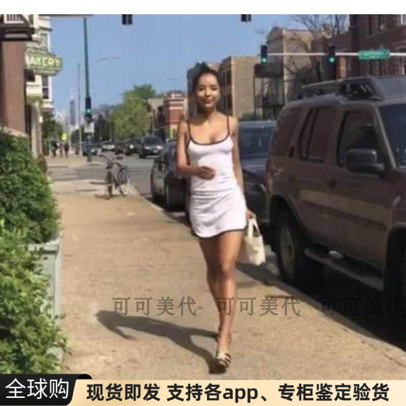 现货美国代apparel/AA滚边拼色吊带连衣裙运动裙
