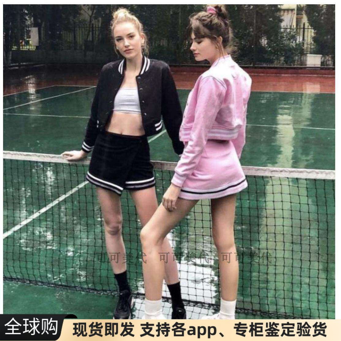 美国拼色复古棒球外套ins风网红