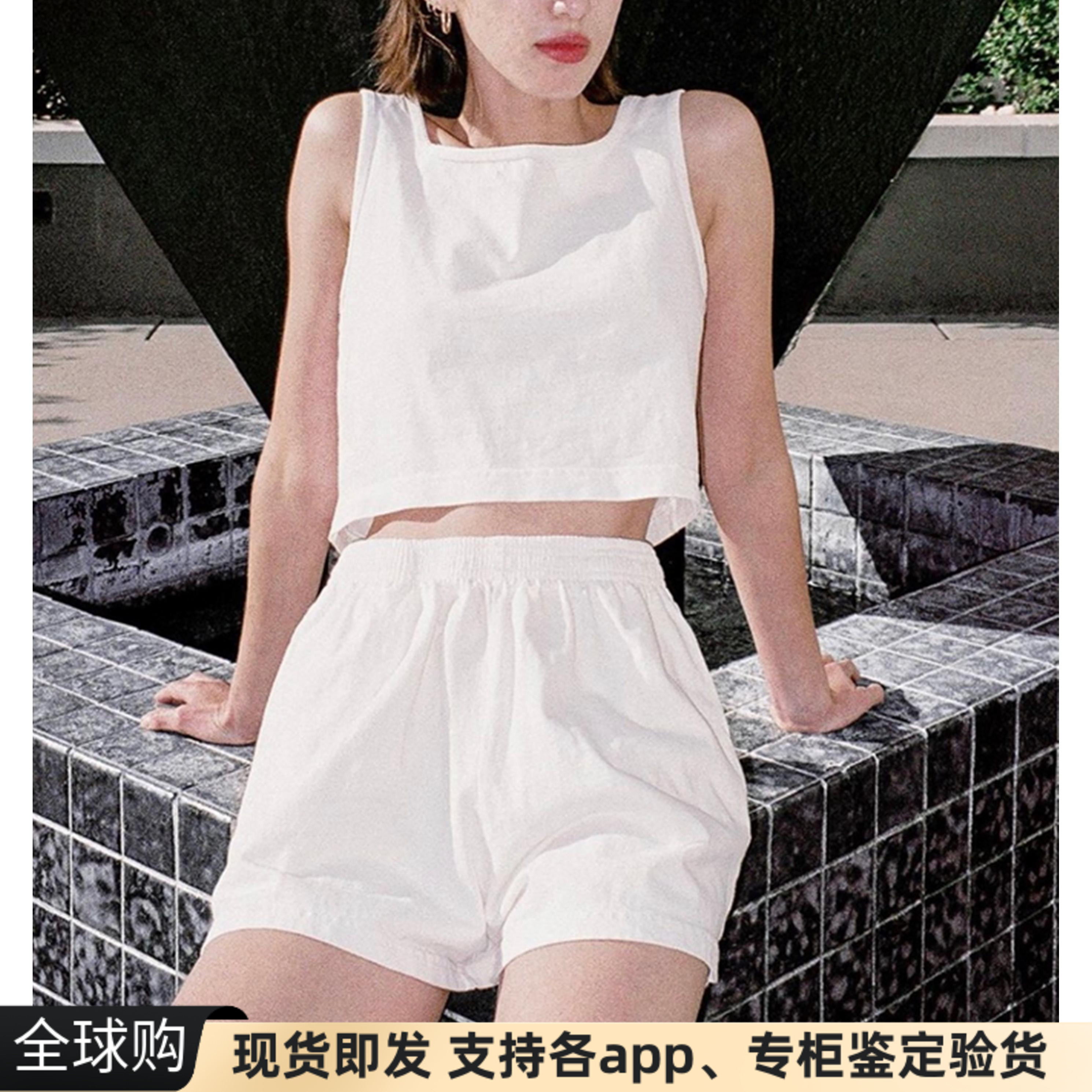 现货AA美国制LA Apparel纯棉宽松纯色法式休闲打底运动短裤热裤潮
