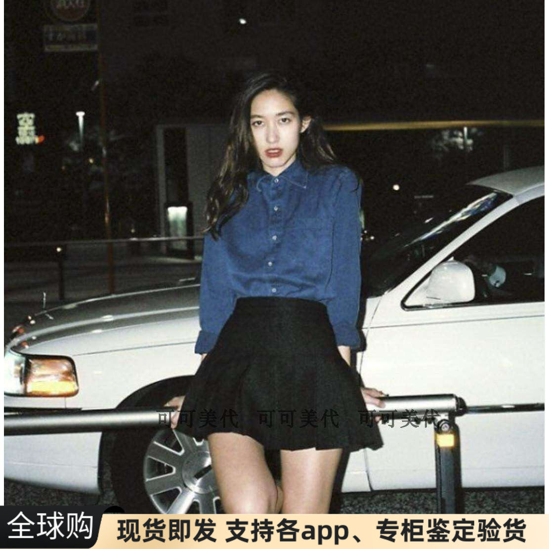 现货美国American apparel AA潮ins复古宽松长袖男友风牛仔衬衫女