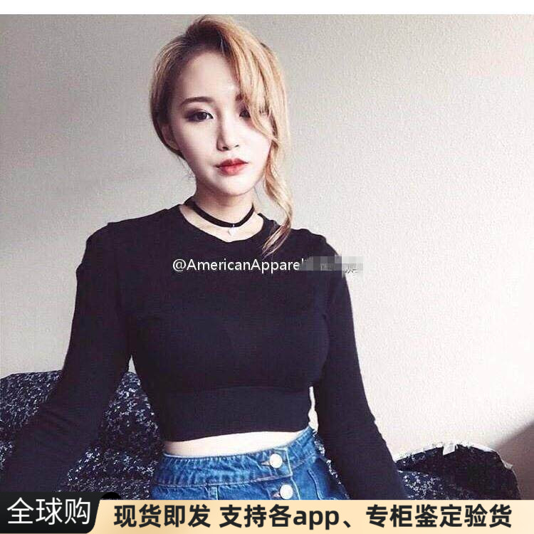网红美国ins修身露脐针织衫现货