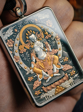 巴赫工作室天冠弥勒佛唐卡国家非遗手工铁翦金工艺吊坠男女款项链