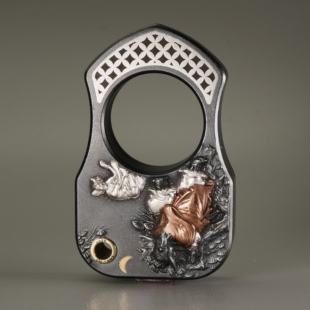 巴赫工作室铁翦金工艺浮雕钟馗伏魔钛合金指虎便携防身