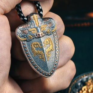 巴赫工作室国家非遗古法铁翦金工艺青铜器纹满雕满镶24k吊坠挂坠