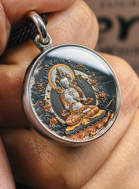 巴赫工作室大势至菩萨唐卡国家非遗手工铁翦金工艺吊坠男女项链圆