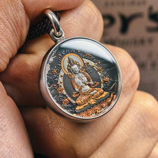 巴赫工作室大势至菩萨唐卡国家非遗手工铁翦金工艺吊坠男女项链圆
