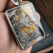 巴赫工作室国家非遗铁翦金工艺西藏普贤唐卡吊坠男女项链24k金