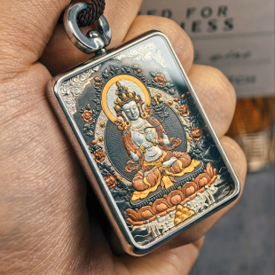 巴赫工作室大势至菩萨唐卡国家非遗手工铁翦金工艺吊坠男女项链