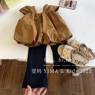 童装女童时髦洋气套装夏季儿童小香风吊带背心黑色裤子宝宝两件套