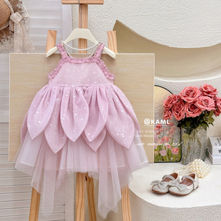 女童连衣裙2025夏季新款花仙子公主吊带裙超仙儿童生日礼服公主裙
