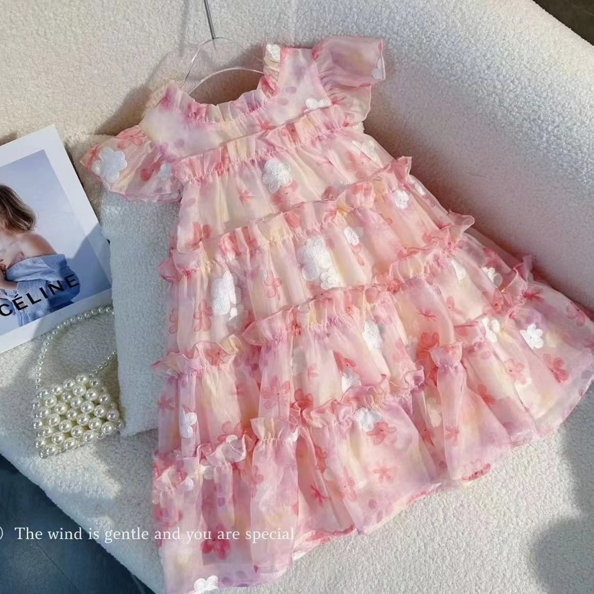 女童连衣裙高级韩系新款碎花雪纺纱夏装洋气小女孩甜美公主