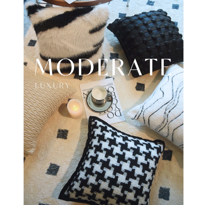 ins网红抱枕黑色泡泡软装格纹