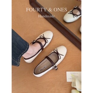 韩式 圆头平跟芭蕾舞鞋 绝美蝴蝶结玛丽珍鞋 新款 女2026春季 羊皮版