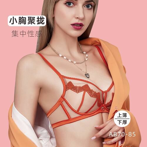 多彩多姿内衣女小胸性感聚拢上托侧收副乳无钢圈茶纤维舒适文胸罩