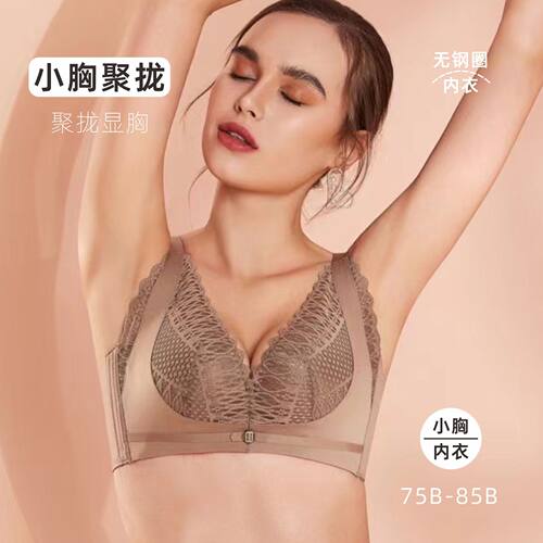 多彩多姿内衣女中厚杯小胸聚拢性感上托侧收无钢圈舒适透气文胸罩