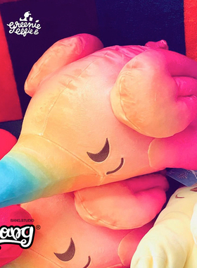 【Bang】现货 UNBOX 彩虹抱枕象 潮玩手办周边可爱毛绒公仔礼物