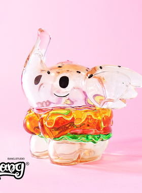 【Bang】现货 UNBOX 透明橙色汉堡小象 限量潮玩可爱手办摆件礼物