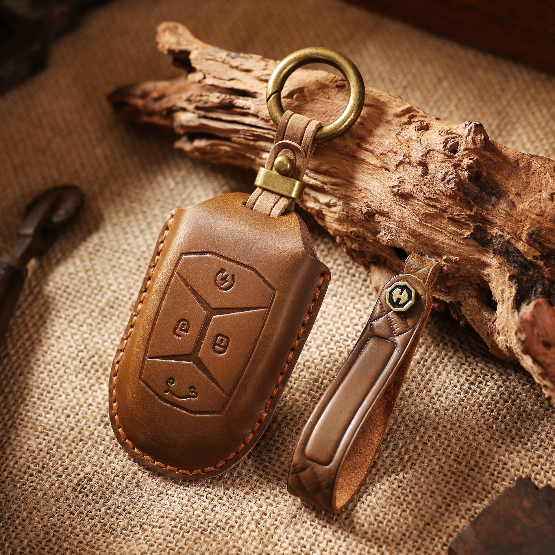 头层牛皮领克官方手工定制钥匙套