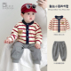 春 1岁婴儿毛衣春秋衣服男童外套儿童针织开衫 男宝宝春装 分体套装