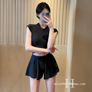 气质辣妹显瘦修身圆领泳衣三件套