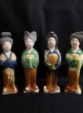 唐仕女仿古摆件陶瓷彩俑