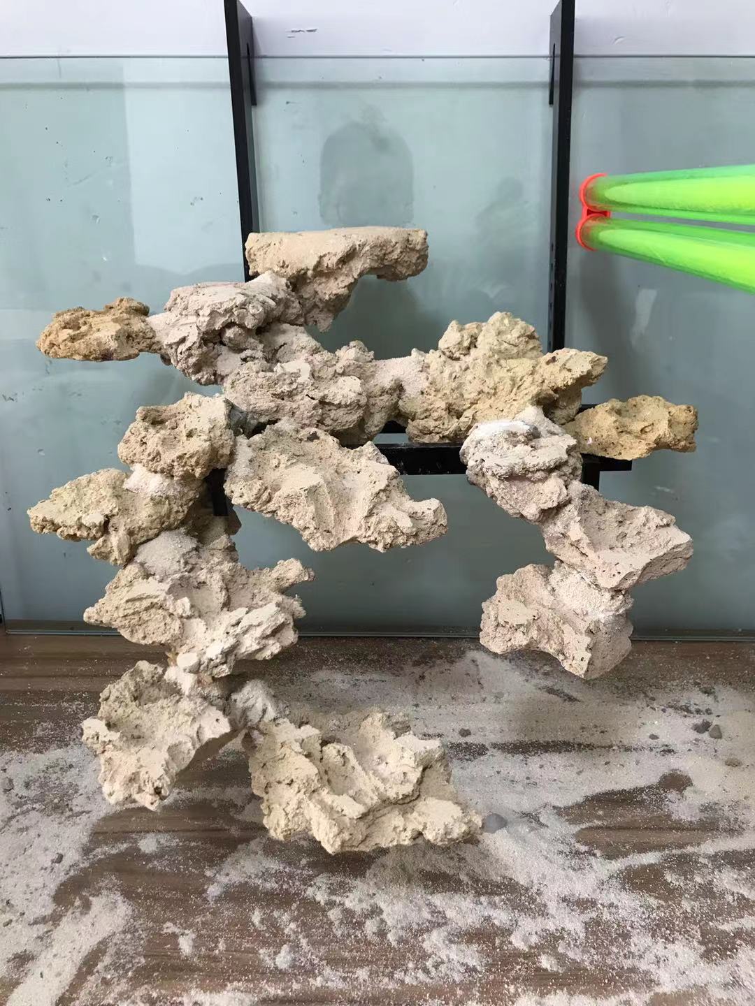 海水鱼缸悬浮造景支架珊瑚死石活石水族背滤背包鱼缸悬空亚克力