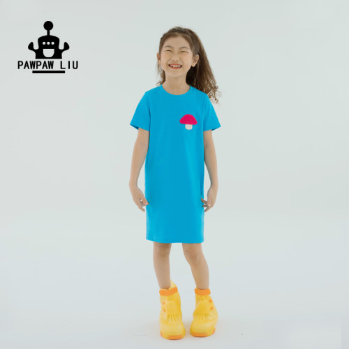 paw家原创女童蘑菇t恤裙连衣裙