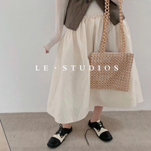 女1975 几多芝MUCHZHI 设计感压褶半身裙女高腰a字裙2019新款