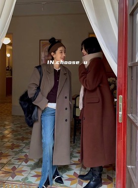 几多芝MUCHZHI 韩系博主款100%羊毛冬季女长款百搭加厚外套66112#