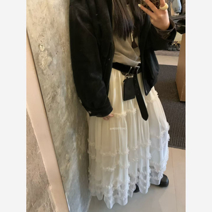 几多芝MUCHZHI 超仙层次花边网纱蓬蓬蛋糕裙高腰A字裙18333